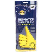 Перчатки резиновые желтые М